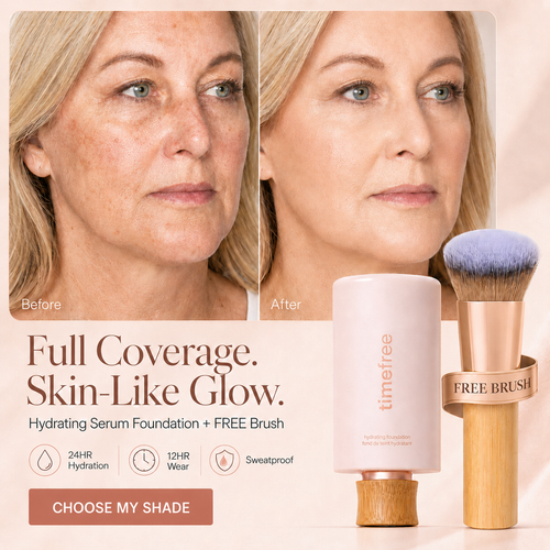 TIMEFREE HYDRATING FULL COVERAGE SERUM FOUNDATION + FREE BRUSH