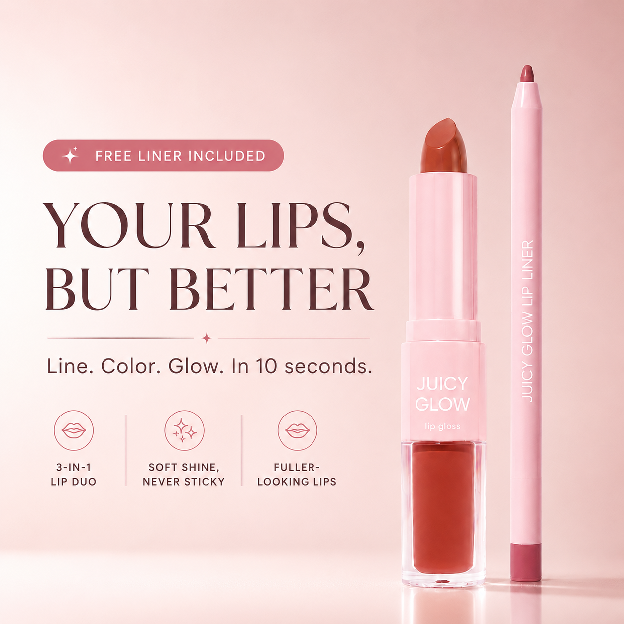 Lip sculptor & liner - 3-in-1 lip combo: lip liner, lipstick & lip gloss